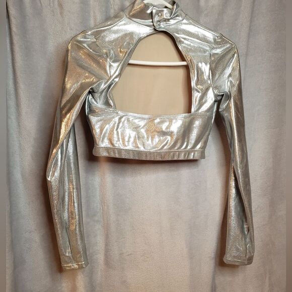 Jazz, Tap Hip hop Dance Costum Medium Adult, Silver, Black - Picture 4 of 16